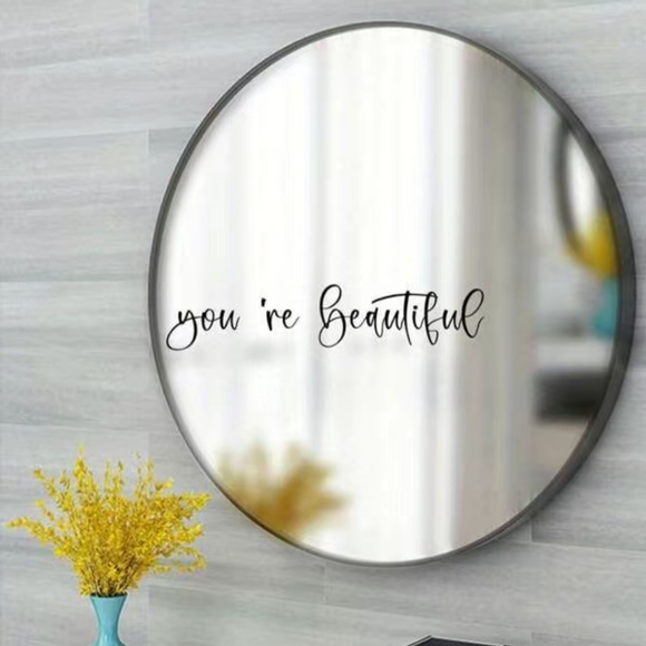 HANDMADE YOU LOOK AMAZING  11" DIAM MIRROR - Picture 11 of 11